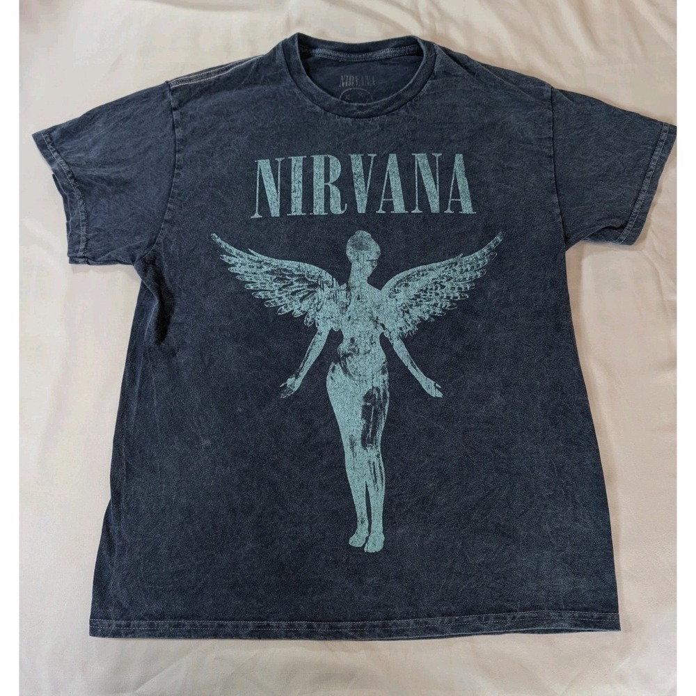 Nirvana In Utero T-Shirt Blue Acid Wash Medium Officially Licensed‎
